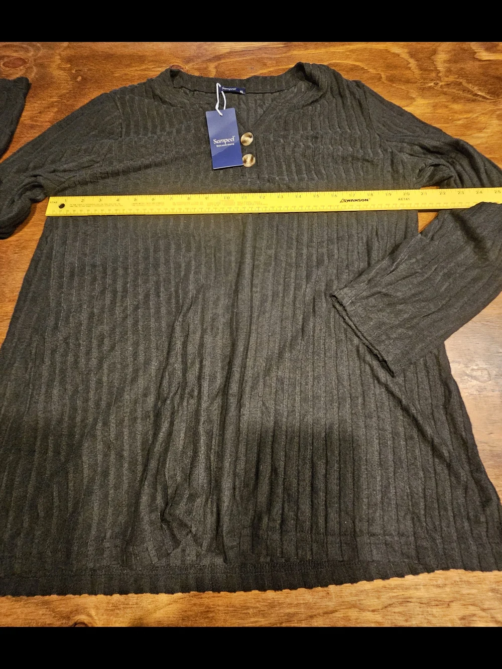 C1, Sampeel Black Striped V-Neck Long Sleeve Knit T-Shirt Pullover in size XL
